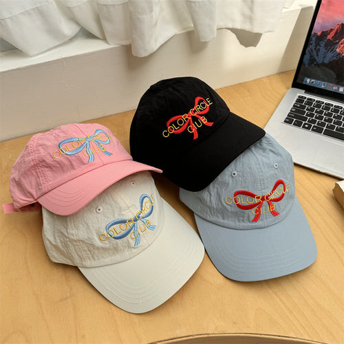 Women's Embroidered Bow-Detail Baseball Cap Bowlift