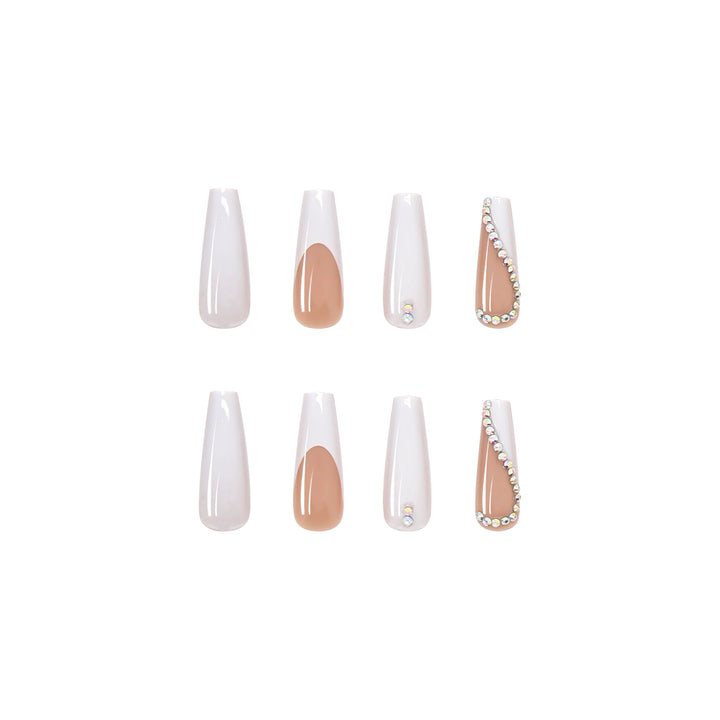 Artificial Nail Set with Elegant Rhinestone Decorations Bowlift