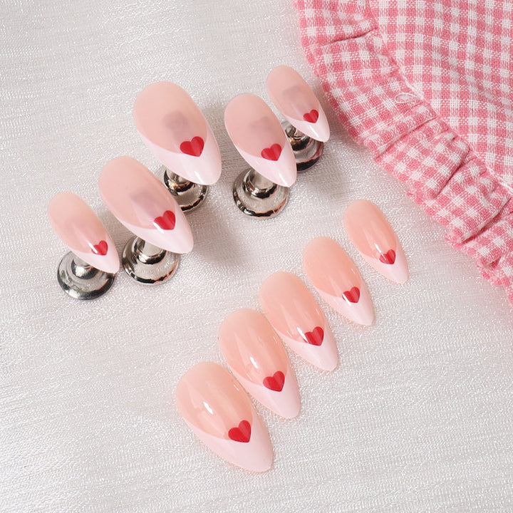 Heart-Pattered Press-On Nail Art Bowlift