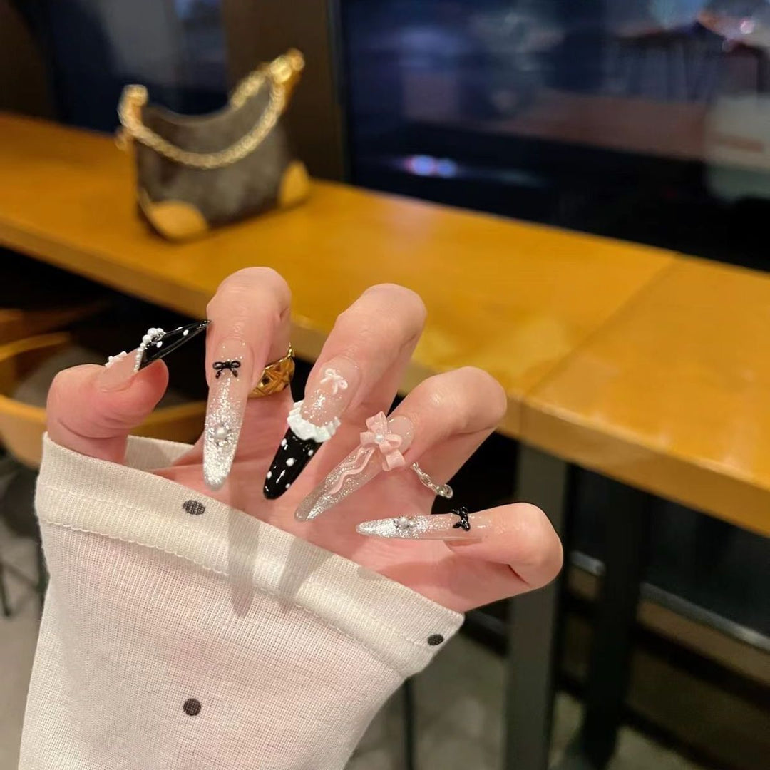 Decorative Themed Acrylic Press-On Nail Set Bowlift