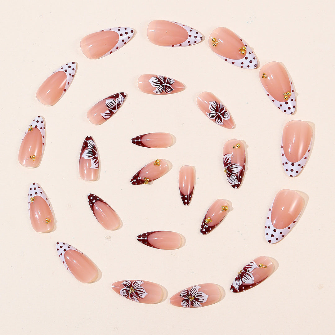 Floral Accent Acrylic Nail Art Extensions Bowlift