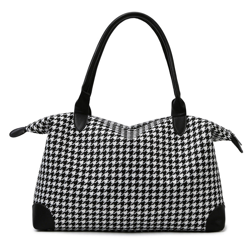 Stylish Houndstooth Satchel