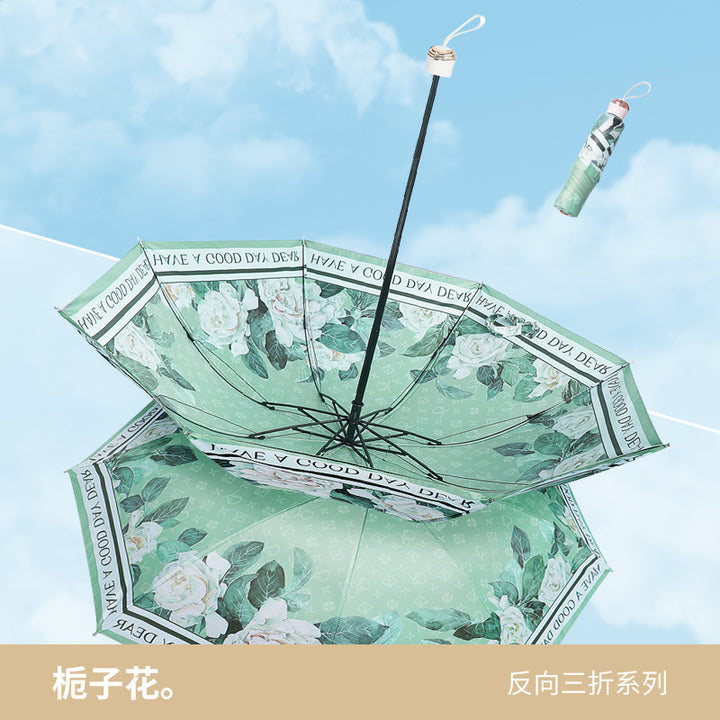 Ladies Foldable Umbrella with Reversed Design Bowlift