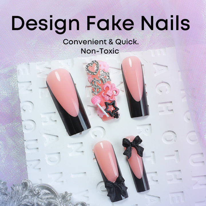 Artificial nail set with elegant accents and creative design Bowlift