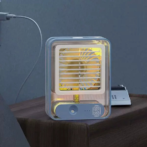Unisex one size compact USB microclimate cooler and whisper-quiet table fan with transparent water tank and adjustable louver Bowlift