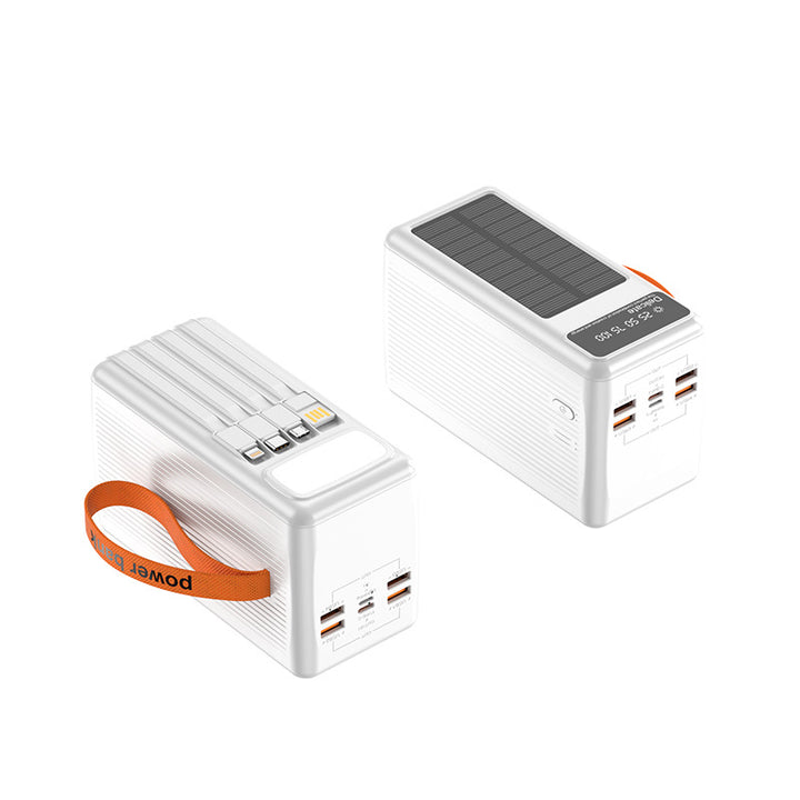 Solar Powerbank with Integrated Charging Cables and Digital Display Bowlift