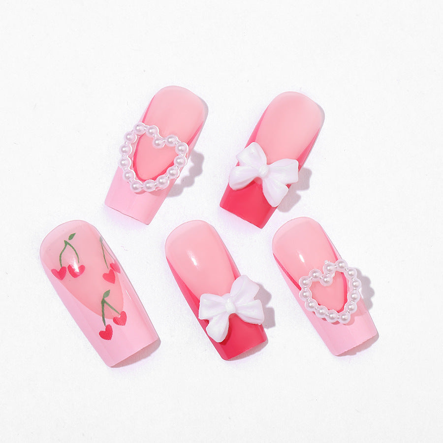 Artificial nail set with romantic floral designs Bowlift