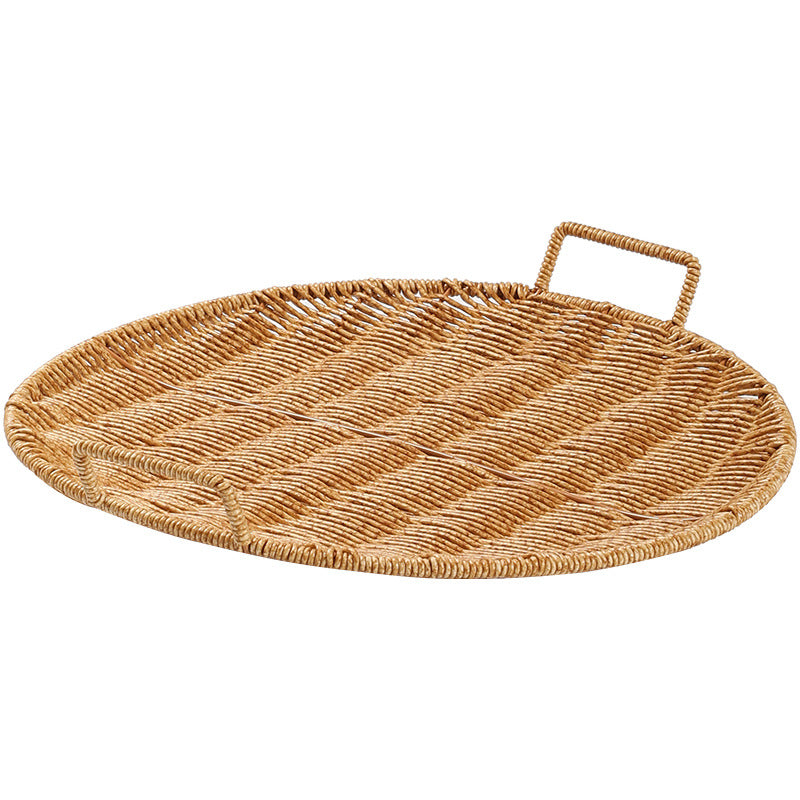 Handwoven Round Serving Tray with Ergonomic Handles Bowlift