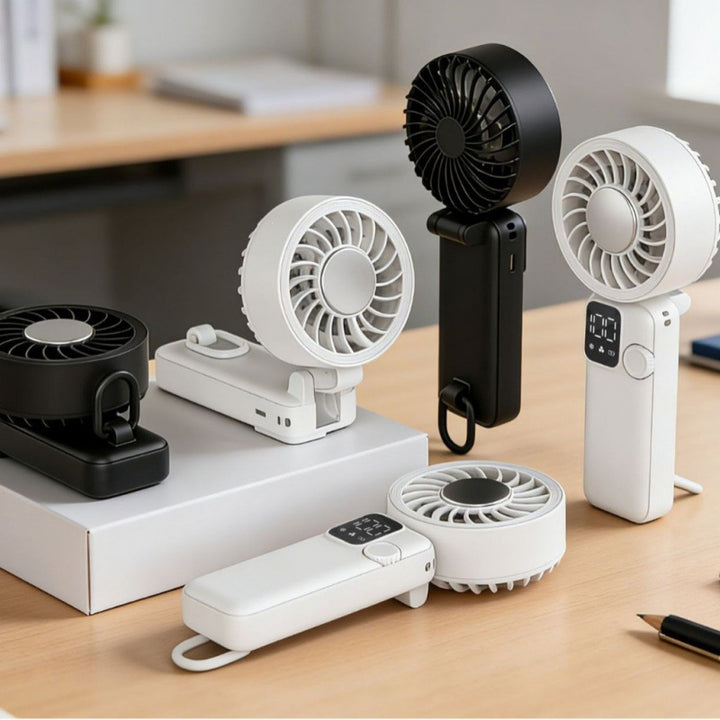 Ladies portable mini air circulator with temperature display Bowlift