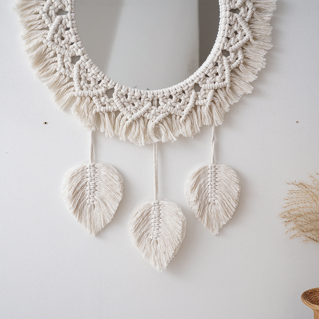 Decorative Macramé Round Wall Mirror Bowlift
