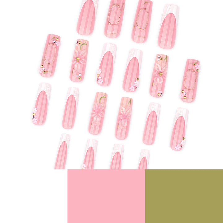 Artful nail extensions with floral embellishments Bowlift