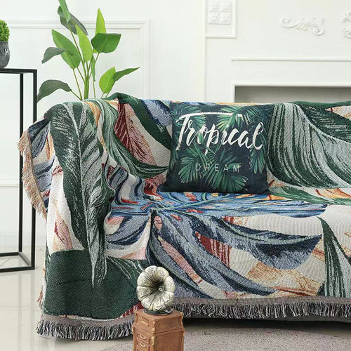 Artistic Tropical Print Throw Blanket