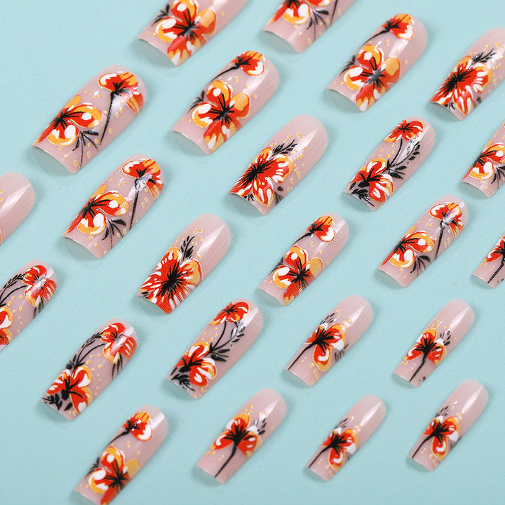 Artificial nails with exclusive floral design Bowlift