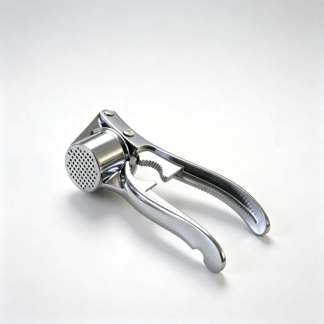 Heavy-Duty Stainless Steel Garlic Press with Ergonomic Leverage Handle Bowlift