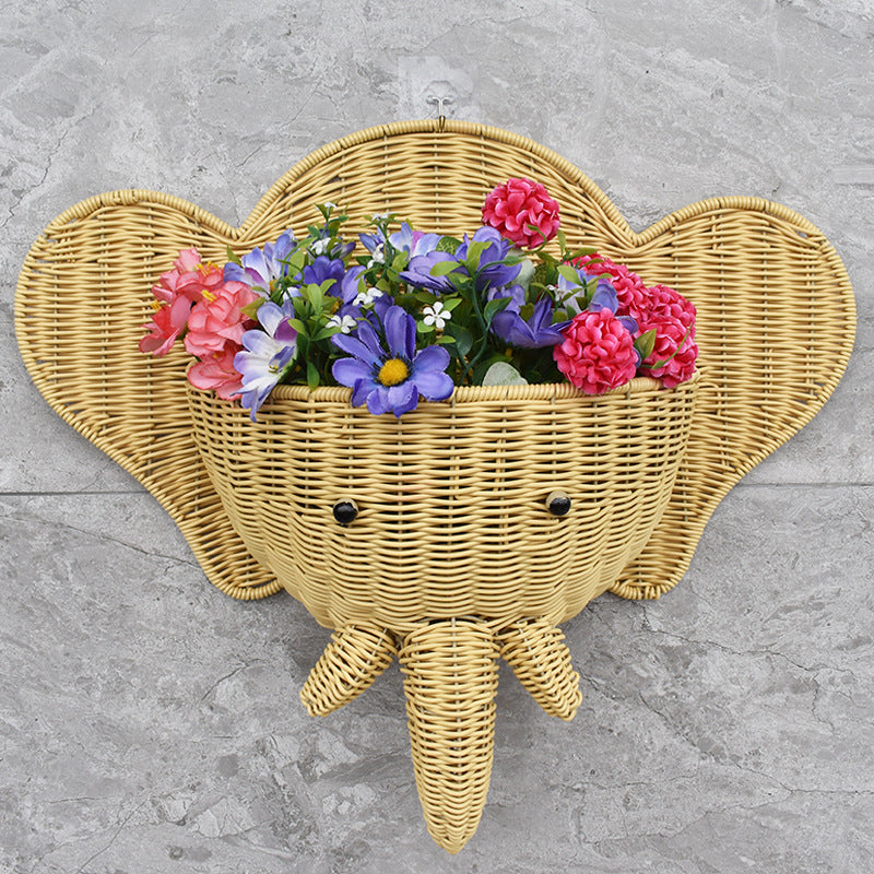 Decorative Elephant-Shaped Wall Basket Bowlift