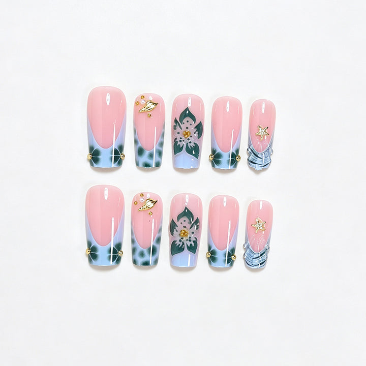 Artistic Long Acrylic Nail Extensions Bowlift