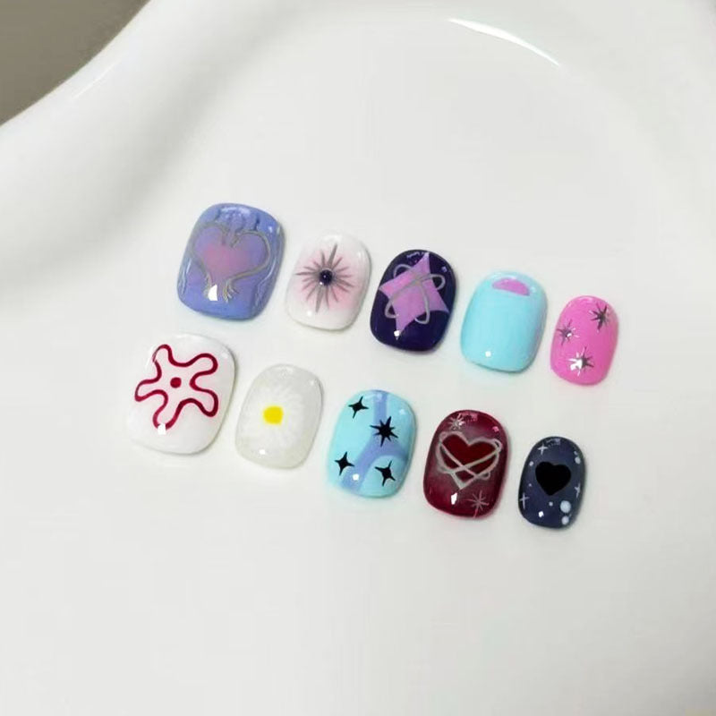 Artistic Cat-Themed Press-On Nail Art Set Bowlift