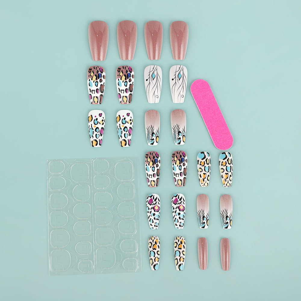 Creative Nail Art Set with Leopard and Flower Patterns Bowlift