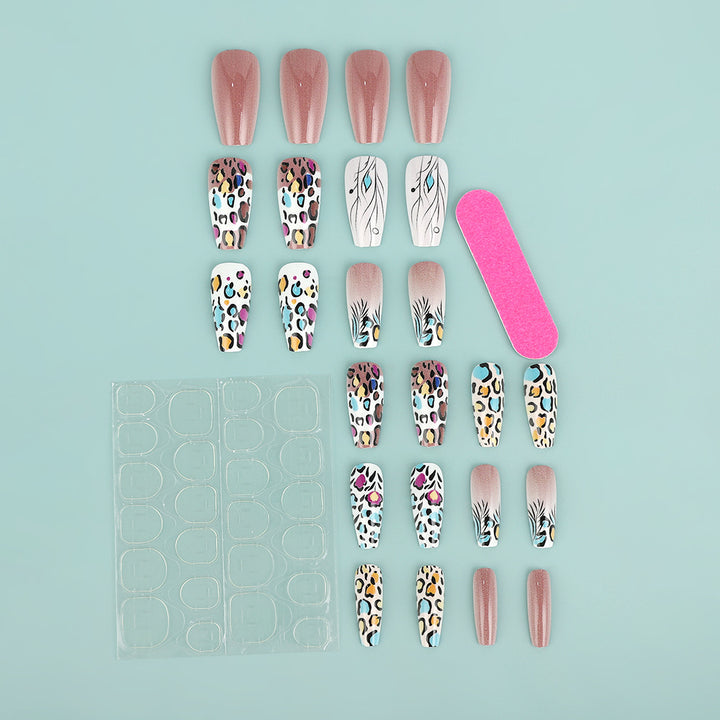 Creative Nail Art Set with Leopard and Flower Patterns Bowlift