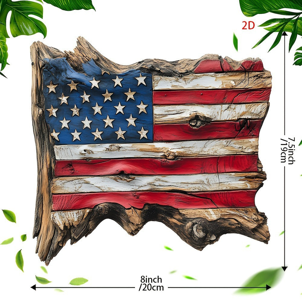 Unisex rustic wooden wall decoration in USA flag design made from handcrafted driftwood Bowlift