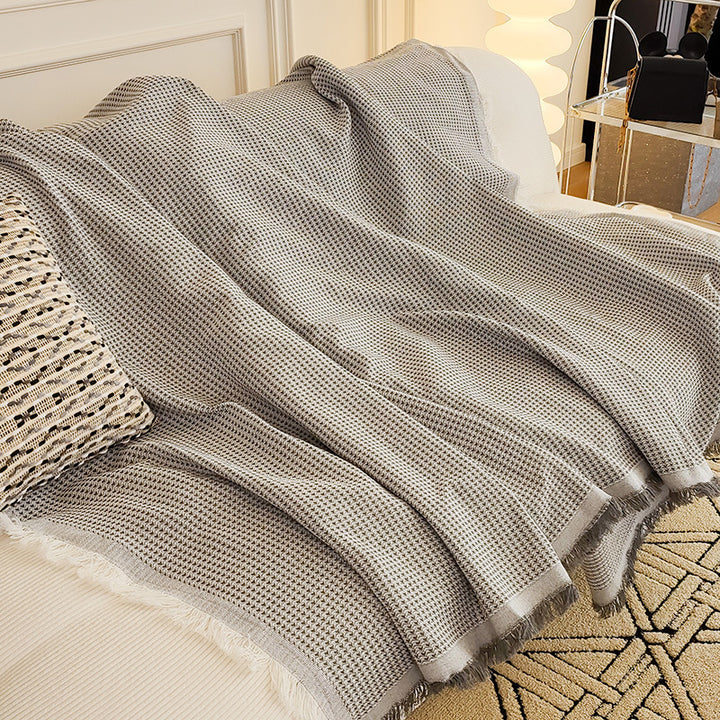 Decorative Fringed Geometric Jacquard Sofa Throw Cover Bowlift
