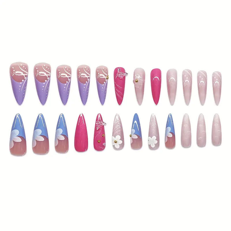 Artistic 3D Floral Nail Art Extensions Bowlift