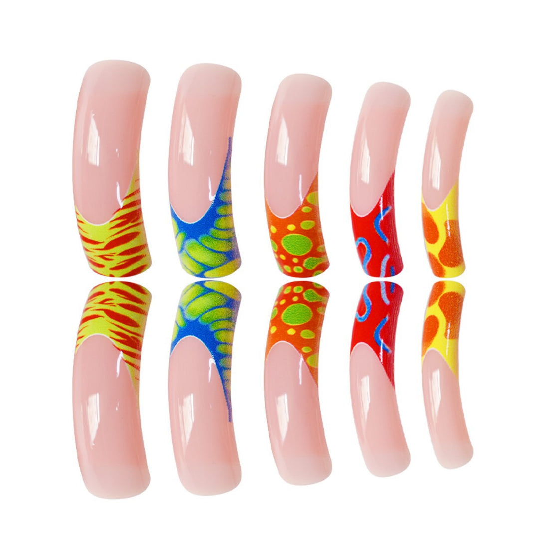 Colorful Artistic Long Nail Enhancements Bowlift