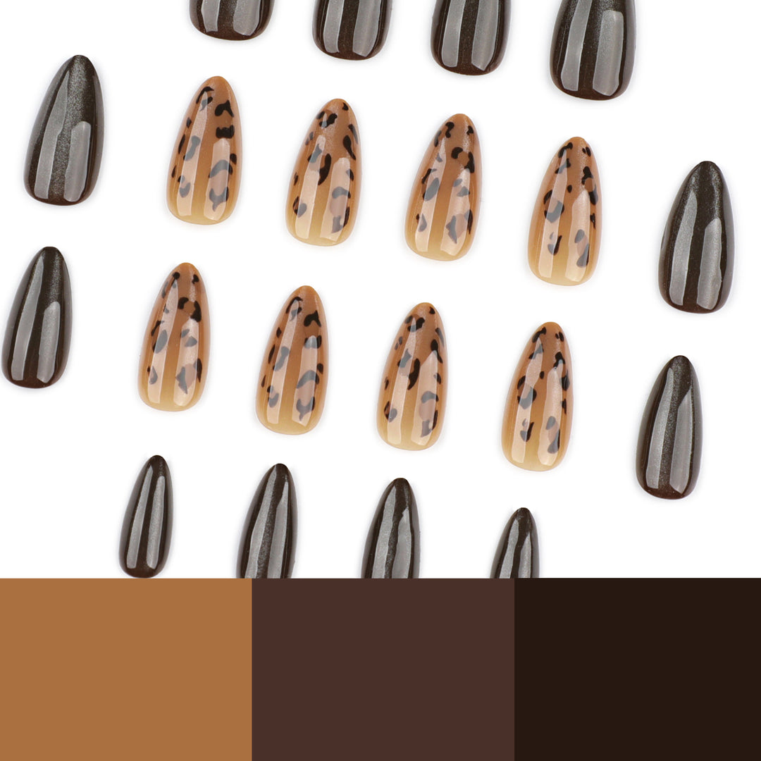Artful nail extensions with unique leopard pattern and shine Bowlift