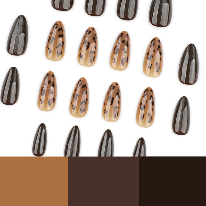 Artful nail extensions with unique leopard pattern and shine Bowlift