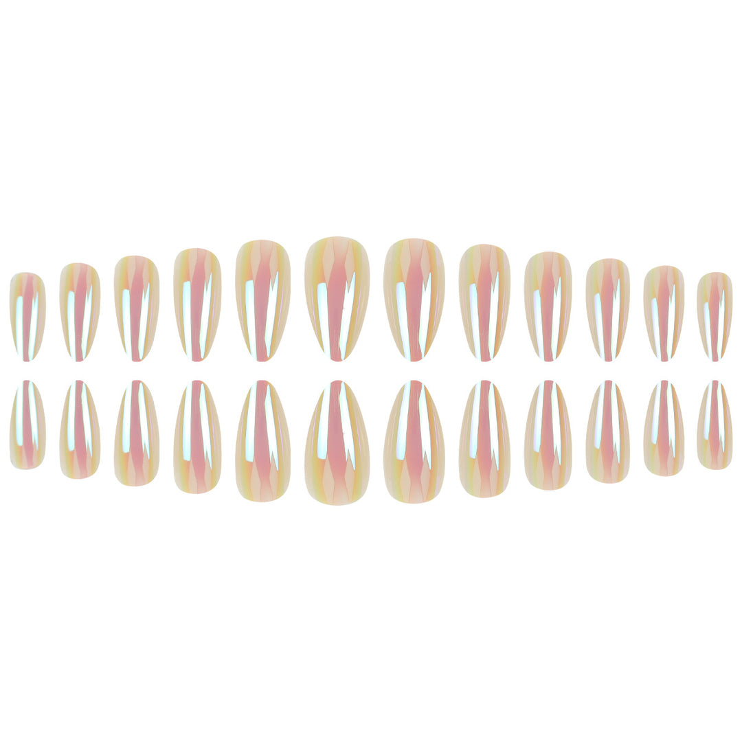 Iridescent Almond Shape Press-On Nails Bowlift