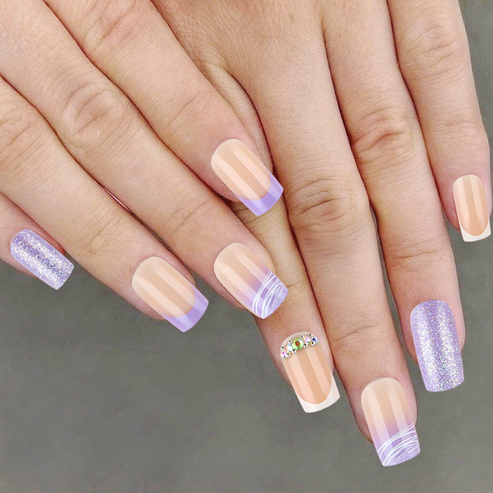 Elegant Press-On Nail Art Set with Glamorous Glitter Accents Bowlift