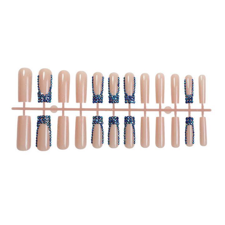 Designer Press-On Nail Set with Rhinestone Accents Bowlift