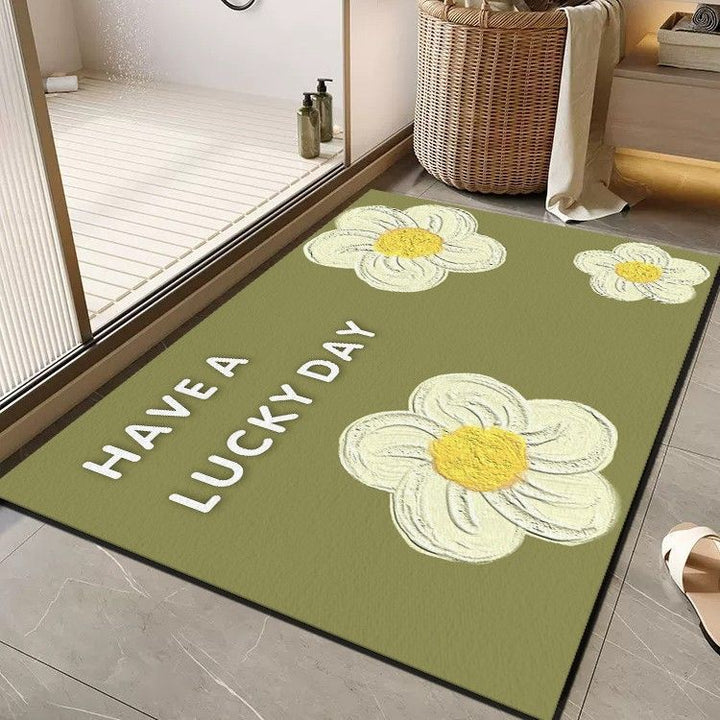 Cheerful Floral Message Bath Mat Bowlift