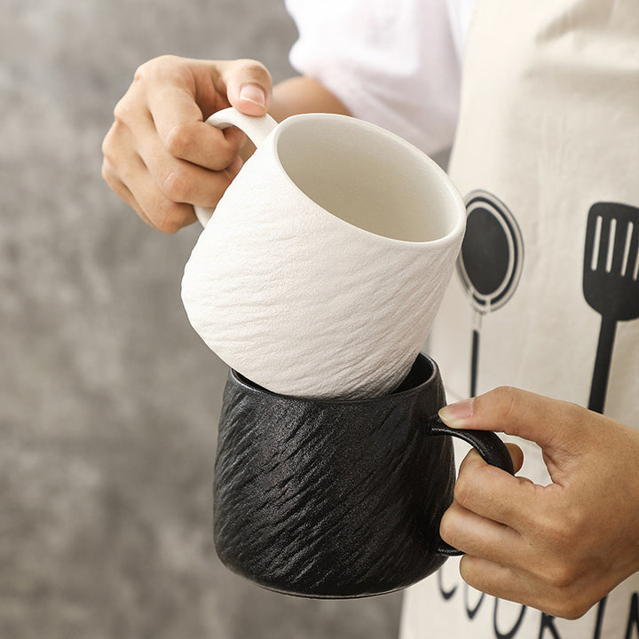 Textured Ceramic Oversized Coffee Mug five hundred fifty milliliter with Ergonomic Handle Bowlift
