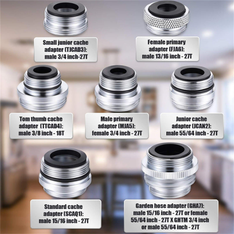 Universal faucet aerator adapter converters with rubber gaskets and threaded fittings Bowlift