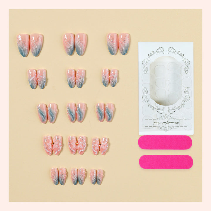 Decorative Press-On Nail Art Set with Premium Floral Designs Bowlift