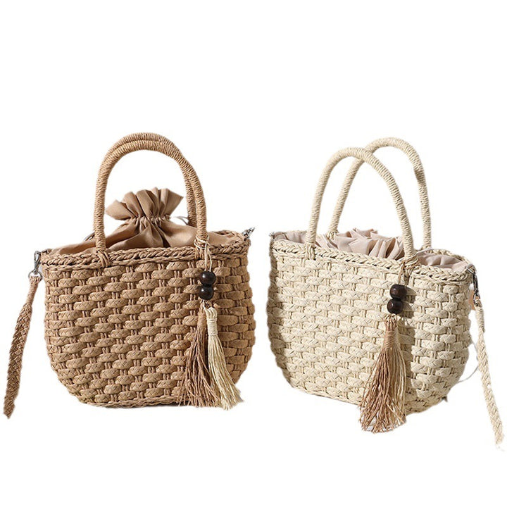 Handcrafted Macrame Tote Bag with Decorative Drawstring Bowlift