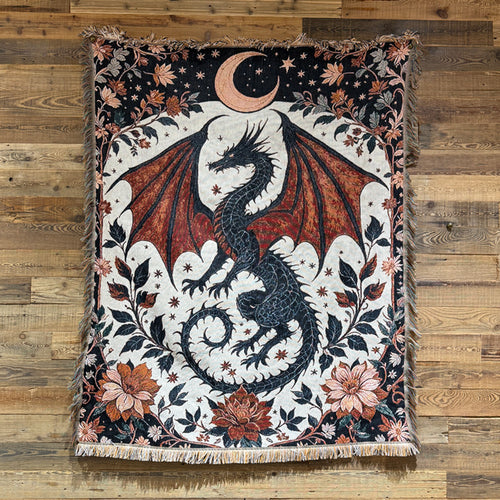 Bohemian Dragon Tapestry Throw Blanket