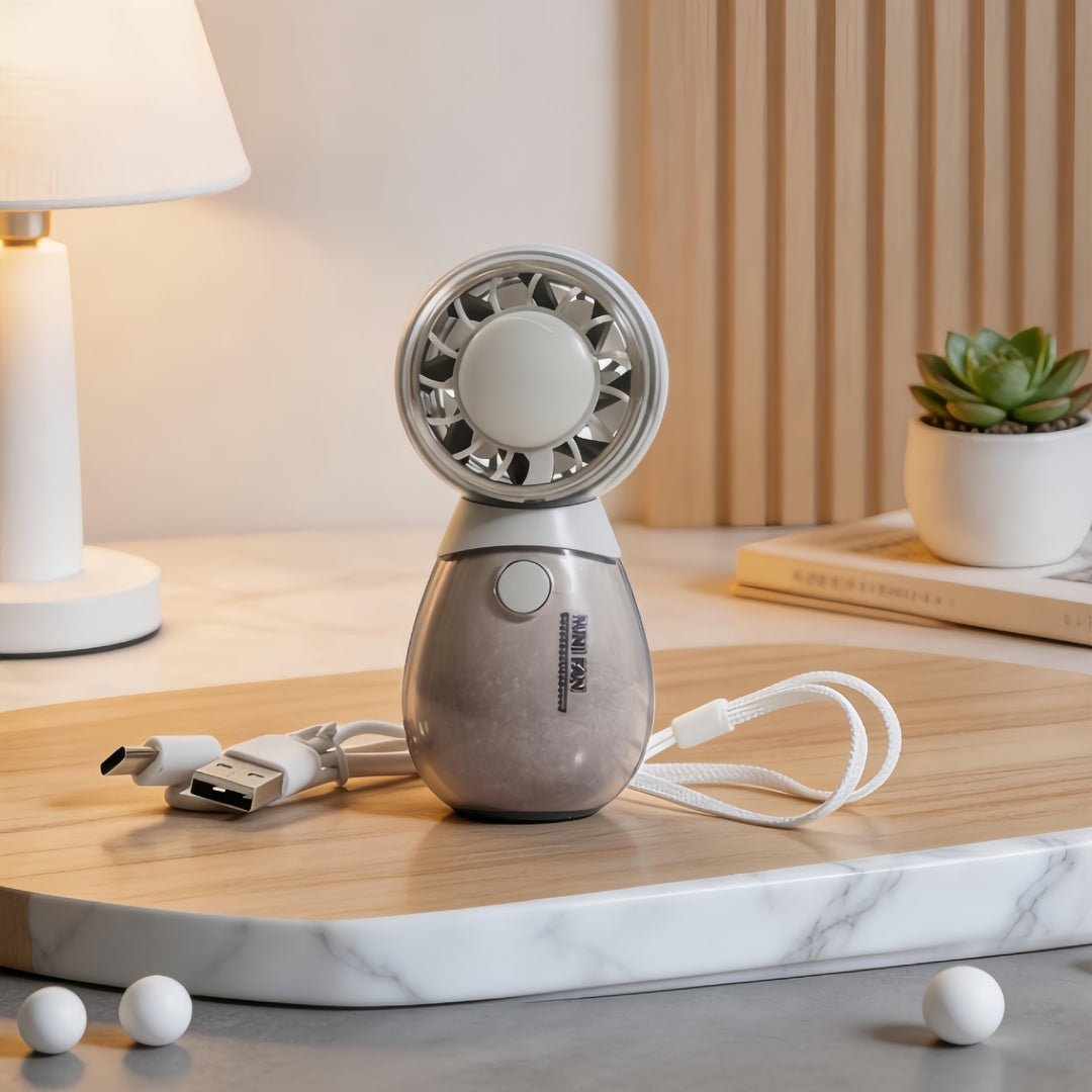 Women's Portable Mini Hand Fan with Animal Design and USB Charging Function Bowlift