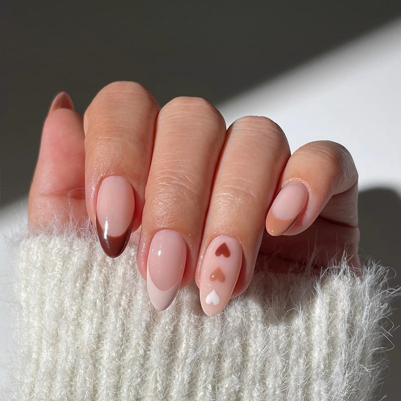 Artistic Heart-Embellished Press-On Nail Set Bowlift