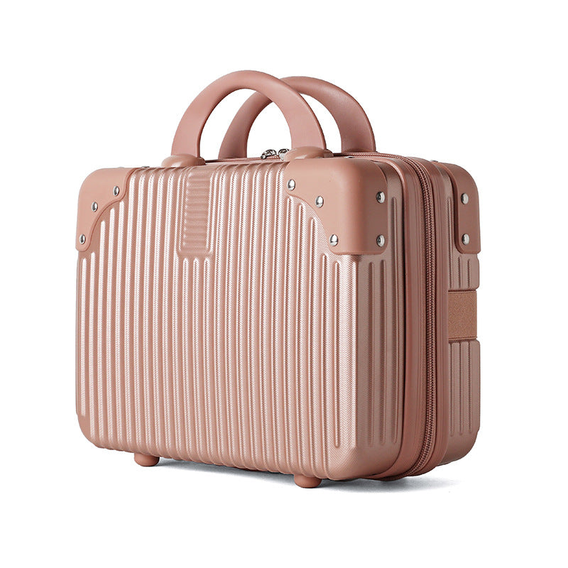 hard-shell travel cosmetic case with double-zip closure top handle and protective feet Bowlift