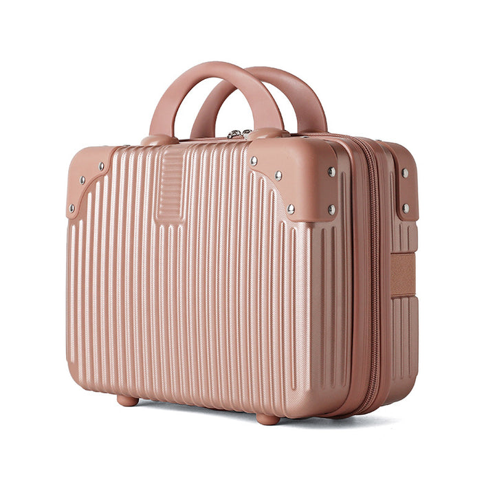 hard-shell travel cosmetic case with double-zip closure top handle and protective feet Bowlift