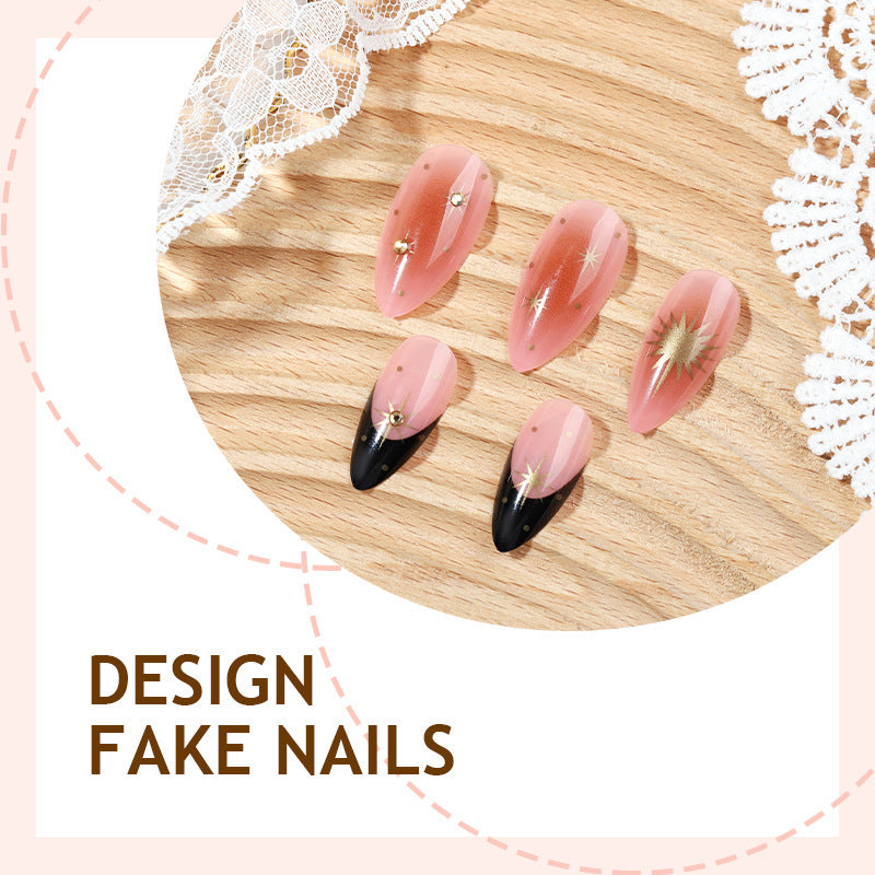Artificial nail set with handcrafted floral and glamorous decorations Bowlift
