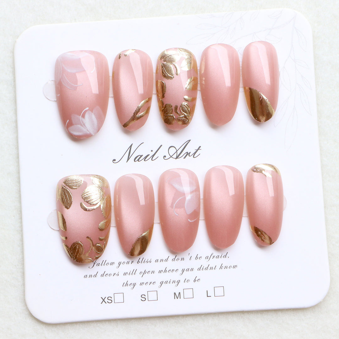 Luxury Floral Press-On Nail Art Set Bowlift