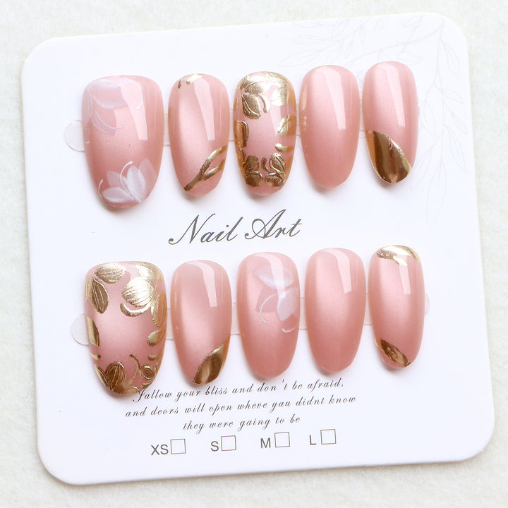 Luxury Floral Press-On Nail Art Set Bowlift