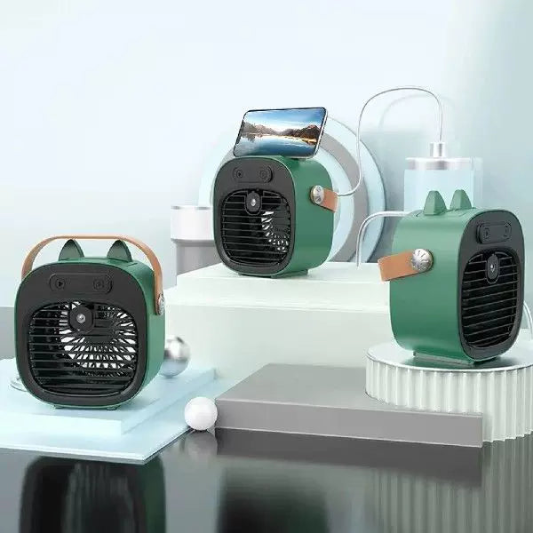 Unisex One Size compact USB rechargeable personal mist cooler with adjustable grid air humidifier and leather carrying strap Bowlift