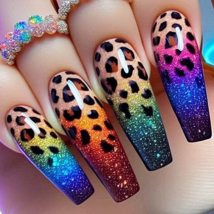 Ombre Leopard Print Nail Art Extensions Bowlift