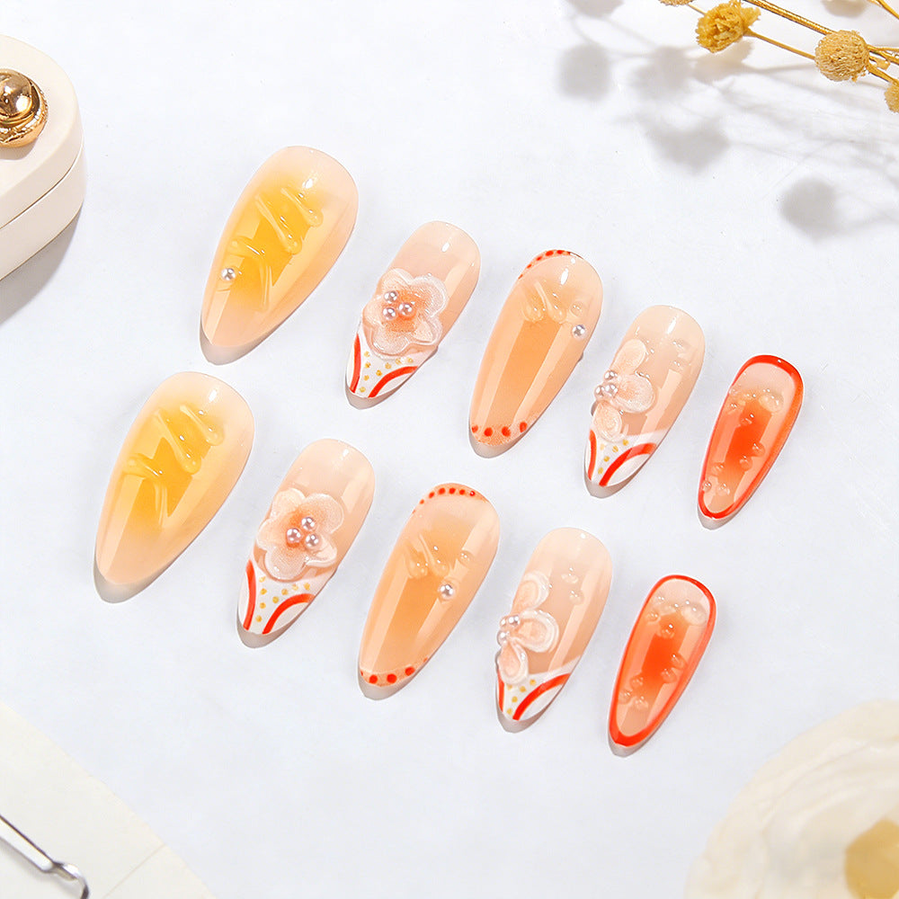Floral Gel Press-On Nail Set Bowlift