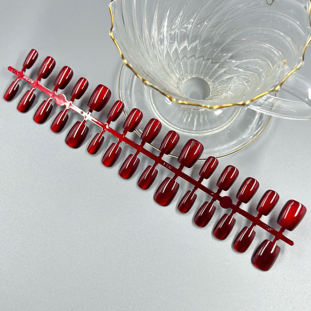 Glossy Red Press-On Nail Set Bowlift