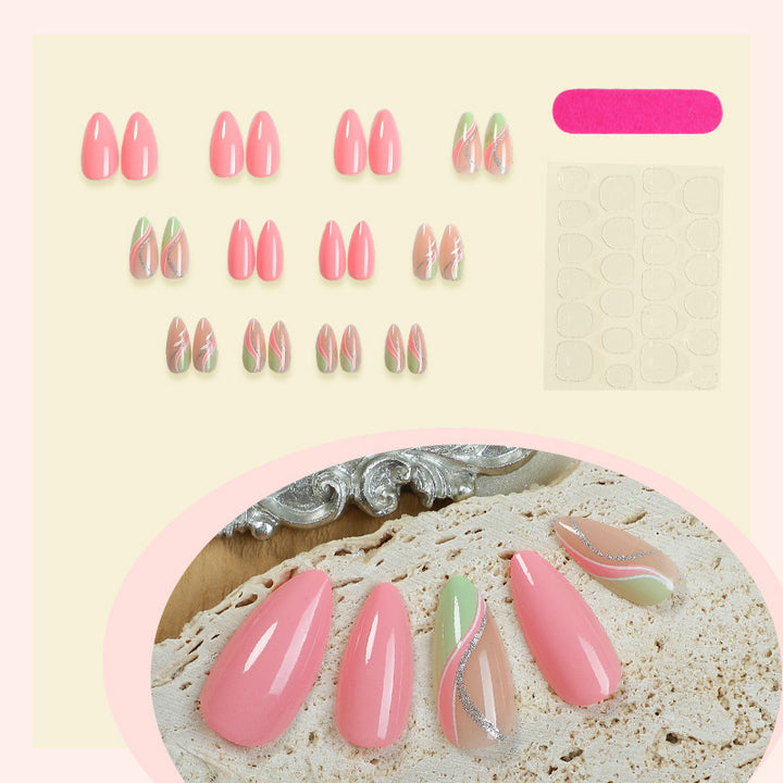 Premium Artistic Press-On Nail Set with Elegant Floral Designs Bowlift